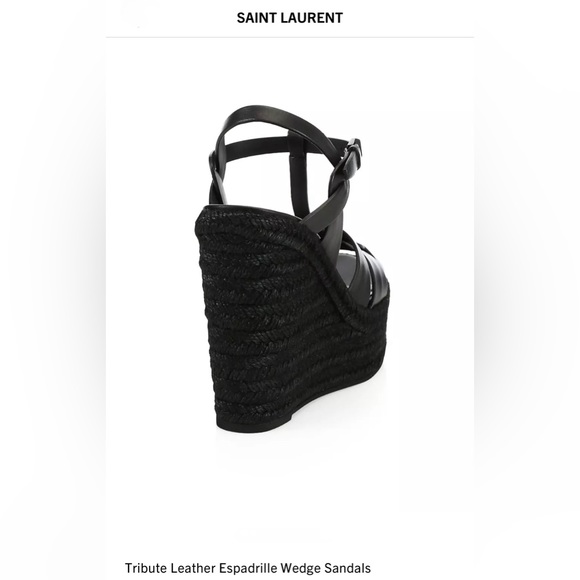 New in box Saint Laurent Tribute 85 Leather Espadrille Wedge - Picture 3 of 5